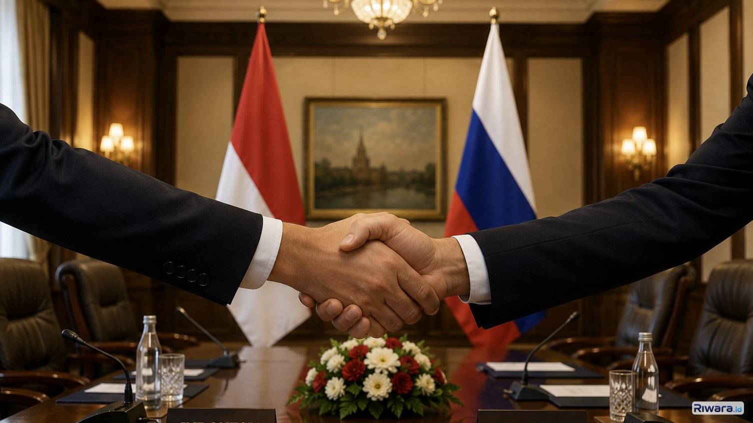 Ilustrasi diplomasi Indonesia Rusia dibuat dengan bantuan chatGPT AI